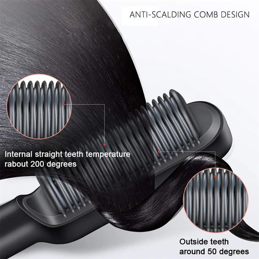 Electric Hair Straightener Brush Curling Comb 2 In 1