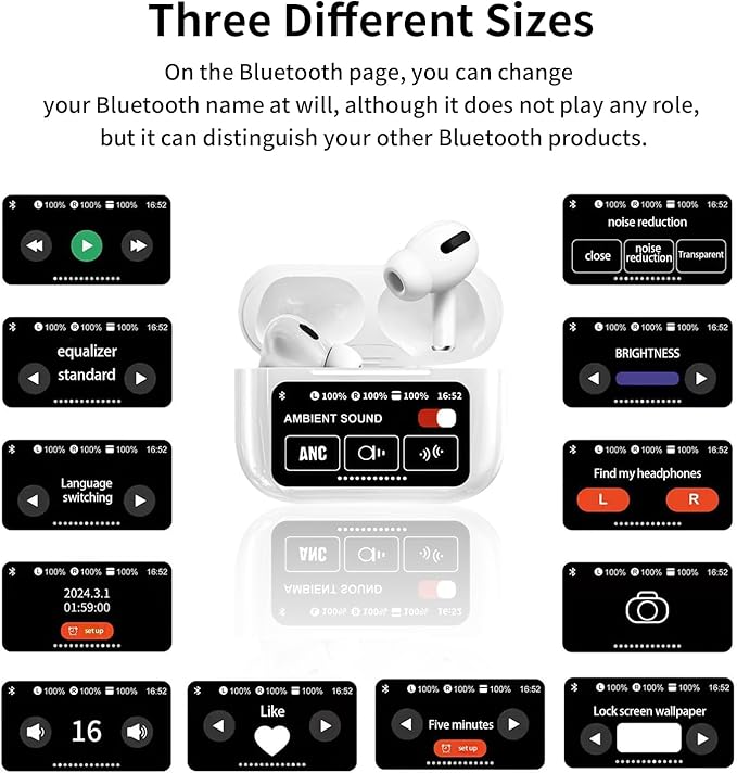A9 pro Airpods Touch Screen ANC/ENC Wireless Headset|IPX4 Waterproof