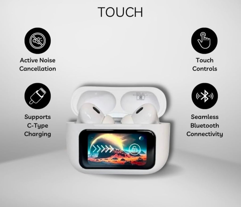A9 pro Airpods Touch Screen ANC/ENC Wireless Headset|IPX4 Waterproof